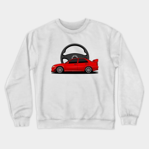 Red EVO Crewneck Sweatshirt by turboosted